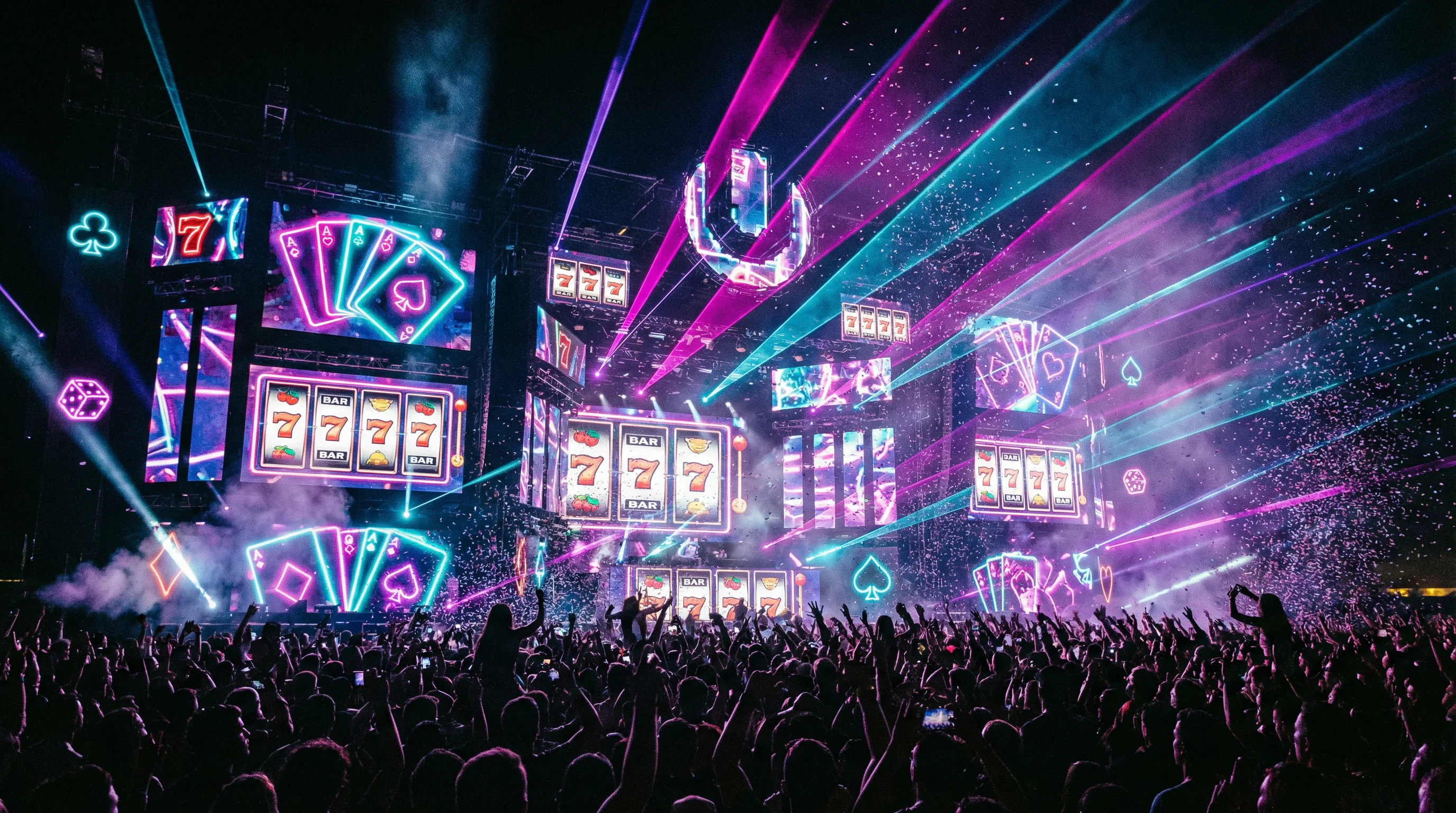 Festival de casino Baccarat Casino Tecamachalco con luces neón